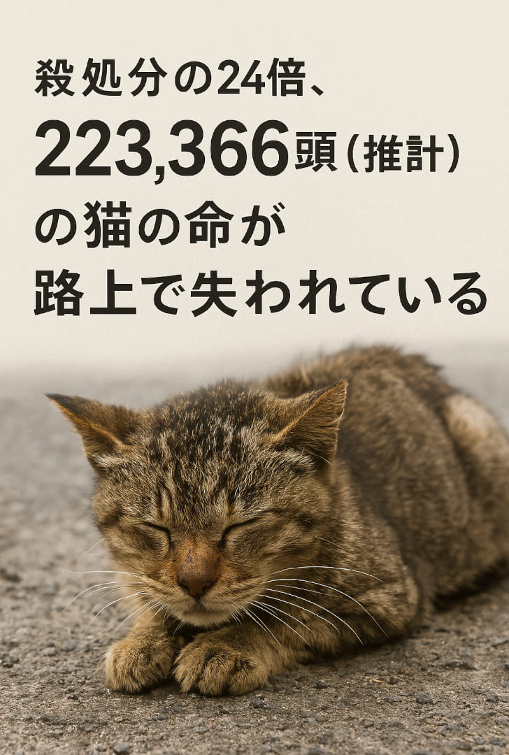 殺処分の24倍、223366頭(推計)の命が路上で失われている。人と動物の共生センターの情報
