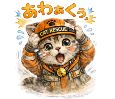 LINEスタンプ【久慈弁ねこレスキュー】の久慈の方言「あわぁくぅっ」