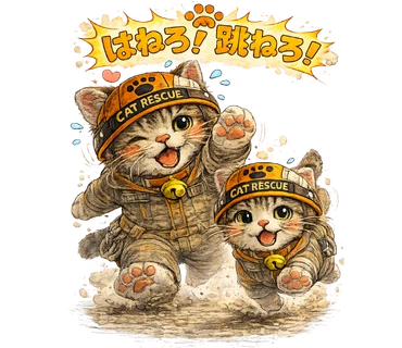 LINEスタンプ【久慈弁ねこレスキュー】の久慈の方言「はねろ！跳ねろ！」