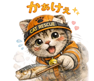 LINEスタンプ【久慈弁ねこレスキュー】の久慈の方言「かぁけぇ」